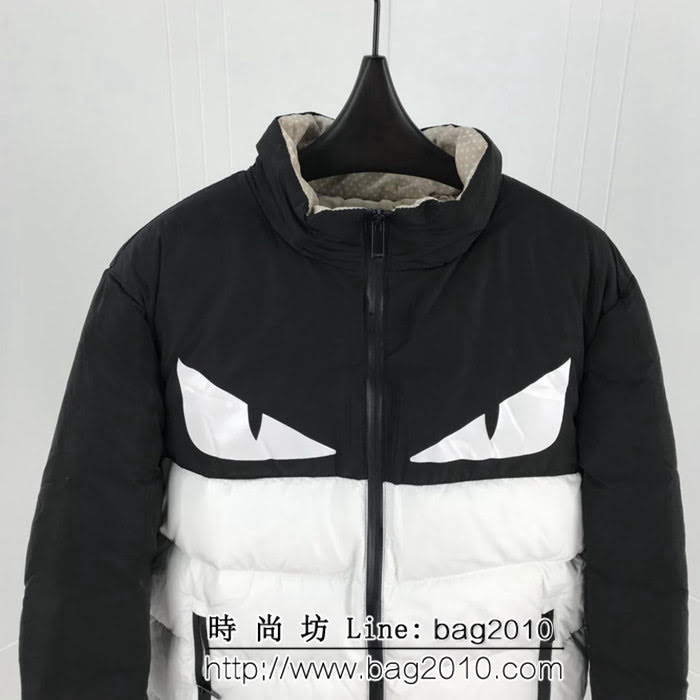 FENDI芬迪 2018SS秋冬 膠板小怪獸主題 白鵝絨羽絨服 高版本情侶款 ydi2147